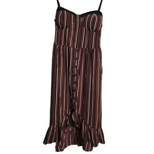 NEW NWT Band of Gypsies Dress Women's Size Large Hi Low Stripes Smock  Back